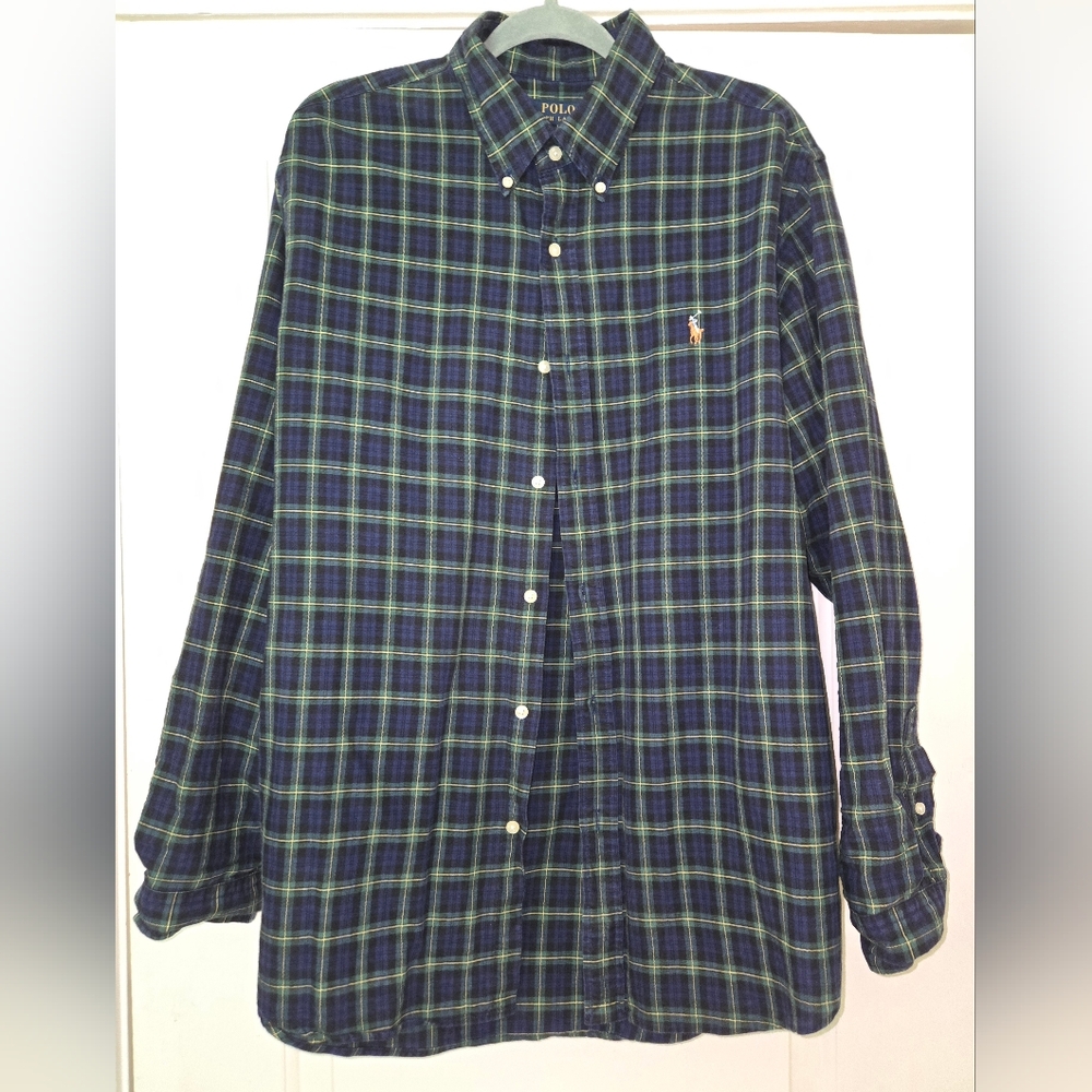 Polo by Ralph Lauren Men's Green Plaid Long Sleeve Button Down Shirt Size XL